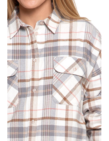 Bluzki i koszule - Koszula damska flanelowa w kratkę bawełniana WZÓR 2 - produkt 4