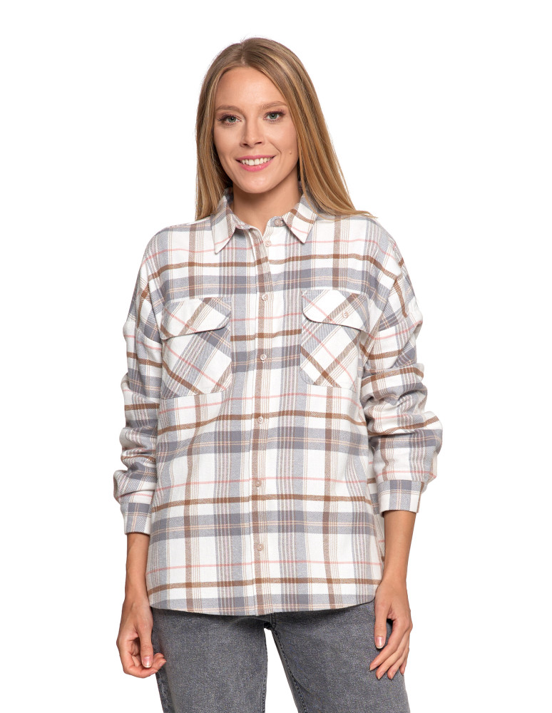 Bluzki i koszule - Koszula damska flanelowa w kratkę bawełniana WZÓR 2  - produkt moraj.pl 5