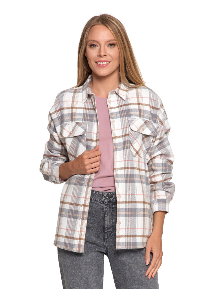 Bluzki i koszule - Koszula damska flanelowa w kratkę bawełniana WZÓR 2  - produkt moraj.pl 6