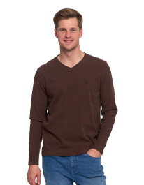 Koszulka męska longsleeve z dekoltem w serek i haftem