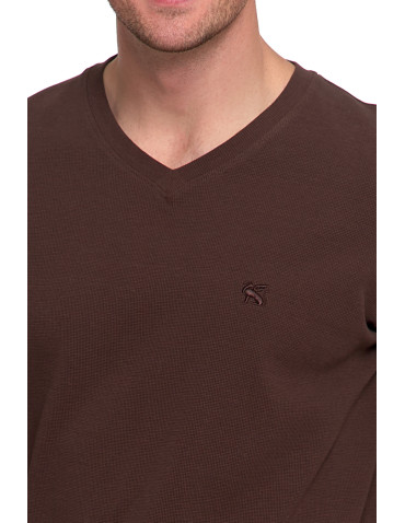 Koszulka męska longsleeve z dekoltem w serek i haftem  - produkt 2