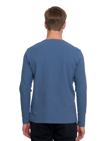 Koszulki, topy, koszule - Koszulka męska longsleeve z dekoltem w serek i haftem JEANS - produkt 3