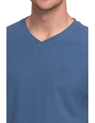 Koszulki, topy, koszule - Koszulka męska longsleeve z dekoltem w serek i haftem JEANS - produkt 2