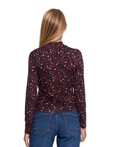 Bluzki i koszule - Damska bluzka z długim rękawem i stójką z wiskozy FIOLETOWY - produkt 3