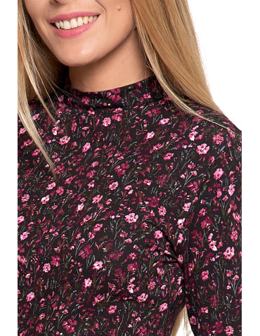 Bluzki i koszule - Damska bluzka z długim rękawem i stójką z wiskozy FIOLETOWY - produkt 2