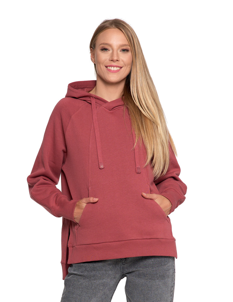 Bluzy - Bluza damska dresowa bawełniana luźna ocieplana RÓŻOWY - produkt moraj.pl 2