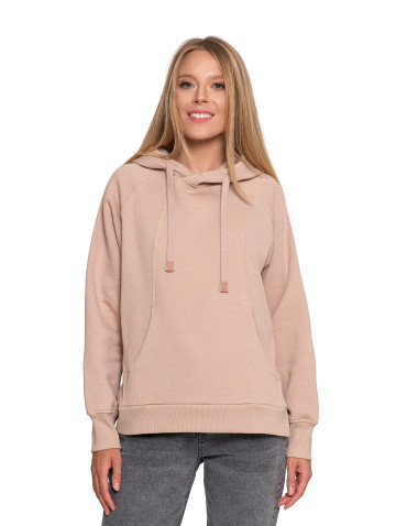 Bluzy - Bluza damska dresowa bawełniana luźna ocieplana BEŻOWY - produkt 15