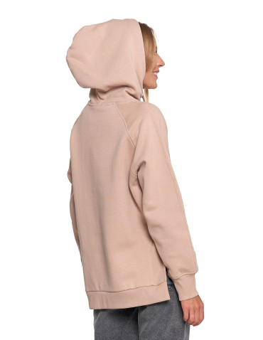 Bluzy - Bluza damska dresowa bawełniana luźna ocieplana BEŻOWY - produkt 4