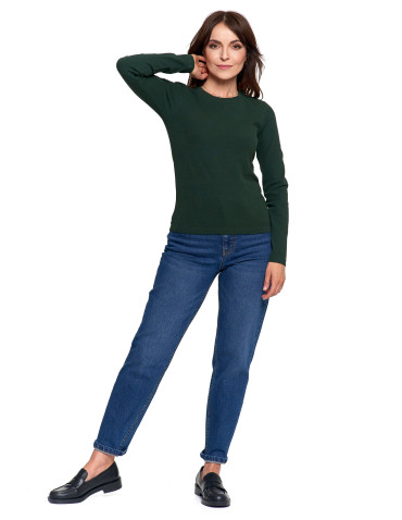 Bluzki i koszule - Bluzka damska prążkowana z długim rękawem ZIELONY - produkt 6