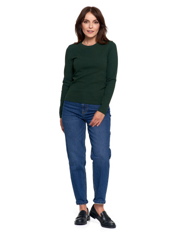 Bluzki i koszule - Bluzka damska prążkowana z długim rękawem ZIELONY - produkt 8