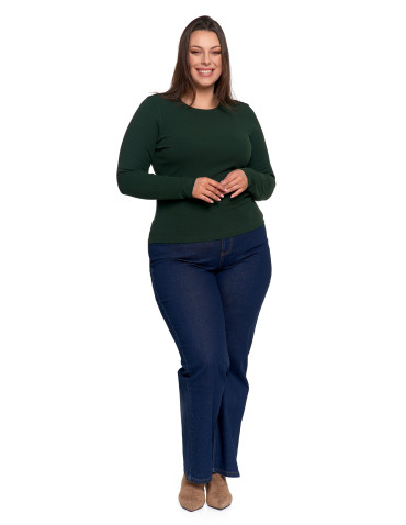 Bluzki i koszule - Bluzka damska prążkowana z długim rękawem ZIELONY - produkt 13