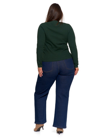 Bluzki i koszule - Bluzka damska prążkowana z długim rękawem ZIELONY - produkt 14