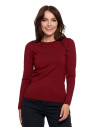 Sweter damski cienki z wiskozy z długim rękawem BORDOWY