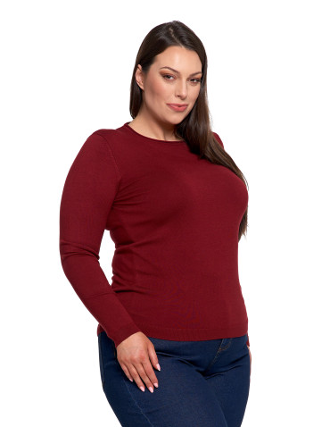 Swetry - Sweter damski cienki z wiskozy z długim rękawem BORDOWY - produkt 10