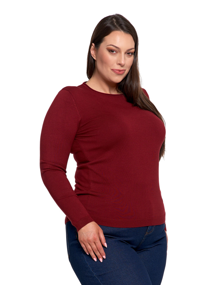 Swetry - Sweter damski cienki z wiskozy z długim rękawem BORDOWY  - produkt moraj.pl 10