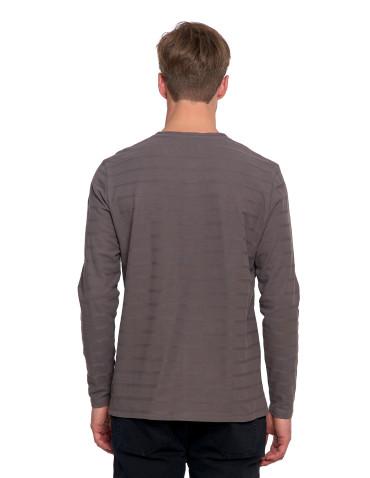 Koszulki, topy, koszule - Koszulka męska longsleeve bawełniany z guzikami SZARY - produkt 4