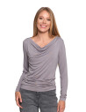Bluzka damska z wiskozy z długim rękawem i dekoltem w łódkę SZARY