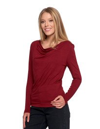 Bluzka damska z wiskozy z długim rękawem i dekoltem w łódkę  - produkt 2