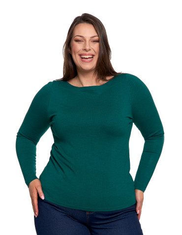 Swetry - Sweter damski z wiskozy cienki o dopasowanym kroju ZIELONY - produkt 10