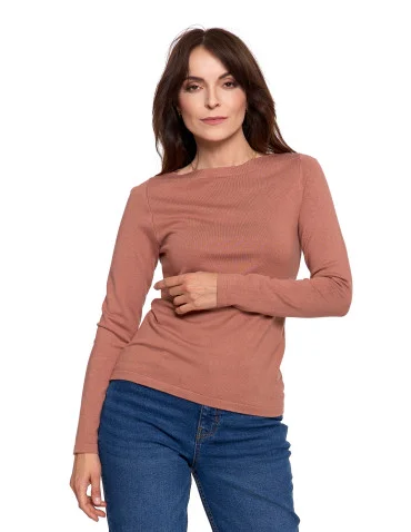 Sweter damski z wiskozy cienki o dopasowanym kroju - MOKKA