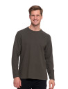 Koszulka męska longsleeve ze strukturą i okrągłym KHAKI