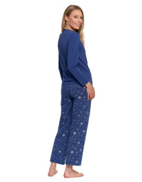 Piżama damska bawełniana z długim rękawem z motywem gwiazd  - produkt 2