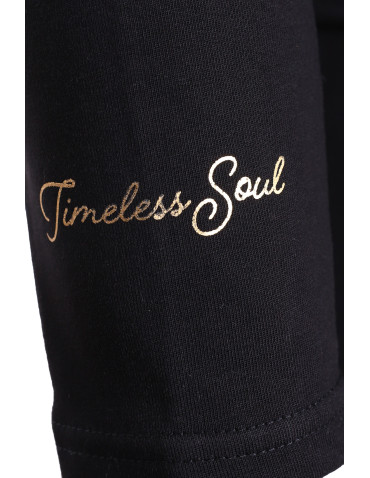 Bluzy - Bluza dresowa damska na zamek z kapturem luźna CZARNY - produkt 3