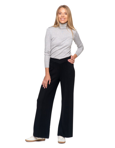 Spodnie - Spodnie damskie z szeroką nogawką CZARNY - produkt 3