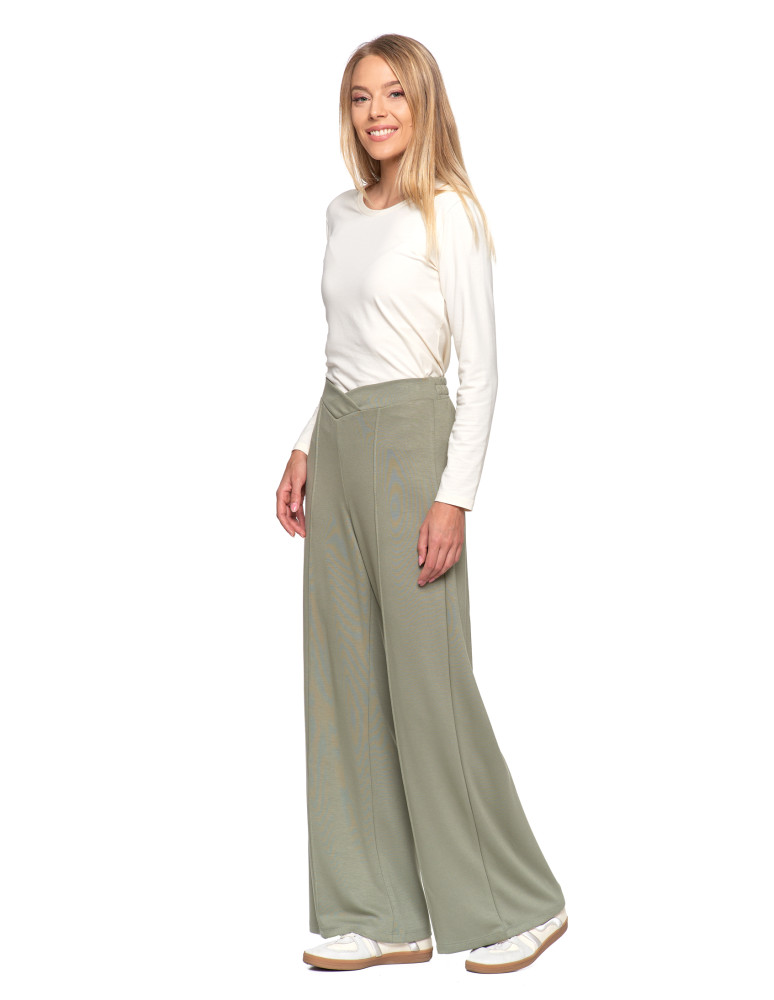 Spodnie - Spodnie damskie z szeroką nogawką ZIELONY - produkt moraj.pl 2