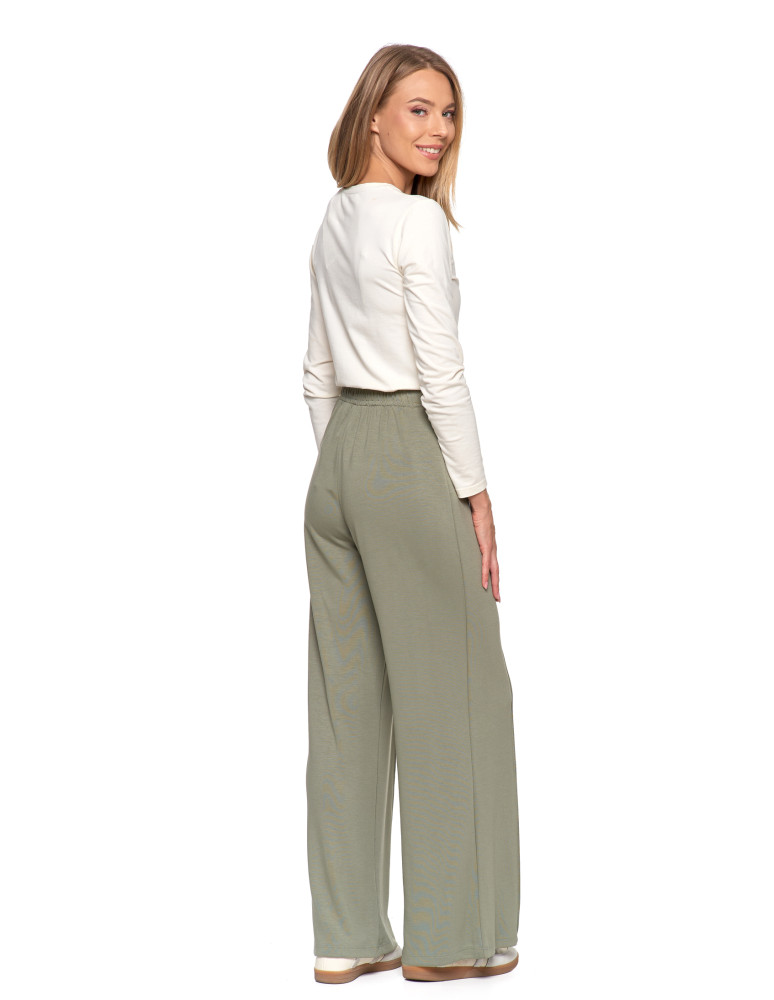 Spodnie - Spodnie damskie z szeroką nogawką ZIELONY - produkt moraj.pl 5