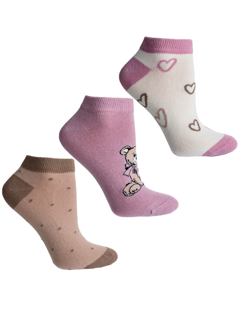 Skarpetki stopki damskie bawełniane 3-pak WIELOKOLOROWY