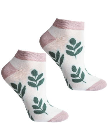 Stopki - Skarpetki stopki damskie bawełniane z motywem liści 3-pak WIELOKOLOROWY - produkt 4