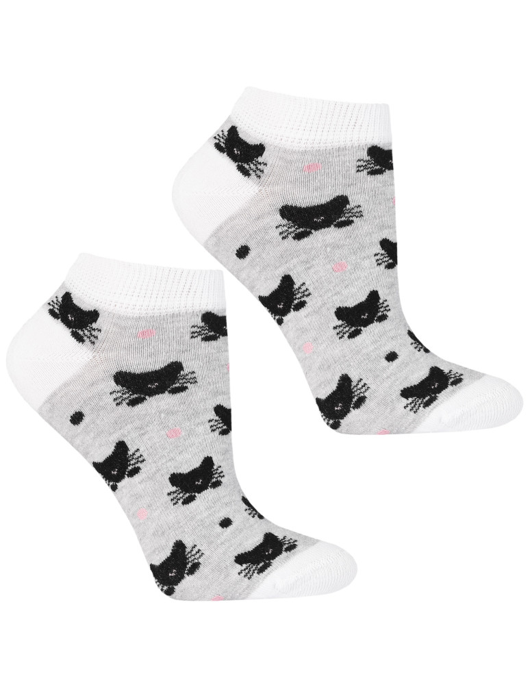 Stopki - Skarpetki damskie stopki bawełniane w kotki i paski 3-pak WIELOKOLOROWY - produkt moraj.pl 2