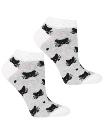 Skarpetki damskie stopki bawełniane w kotki i paski 3-pak  - produkt 2