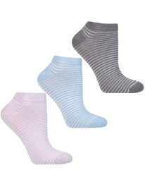 Skarpetki damskie stopki bawełniane w paski pastelowe 3-pak