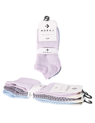 Stopki - Skarpetki damskie stopki bawełniane w paski pastelowe 3-pak WIELOKOLOROWY - produkt 5