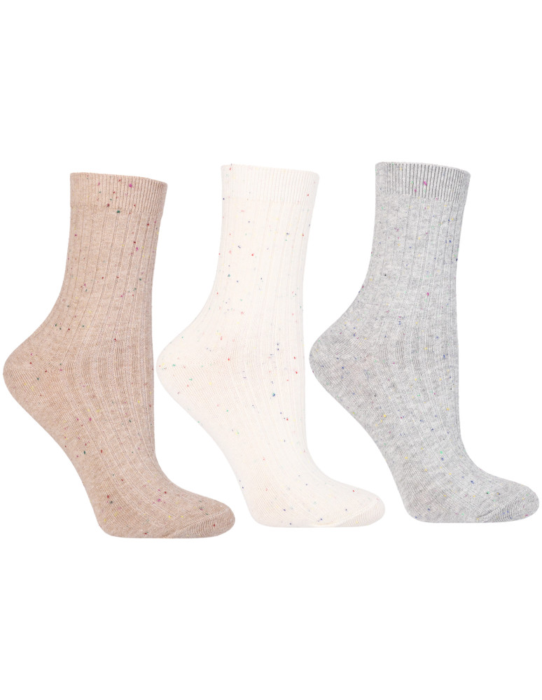 Skarpetki damskie długie bawełna z kolorowym melanżem 3-pak WIELOKOLOROWY