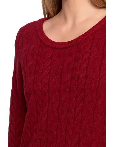 Sukienki - Sukienka swetrowa damska z warkoczowym splotem CZERWONY - produkt 10