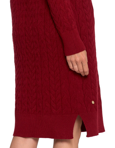 Sukienki - Sukienka swetrowa damska z warkoczowym splotem CZERWONY - produkt 11