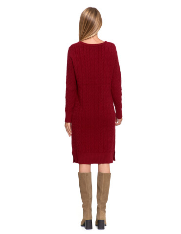 Sukienki - Sukienka swetrowa damska z warkoczowym splotem CZERWONY - produkt 12
