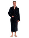 Ciepły szlafrok męski długi z wiązaniem CZARNY