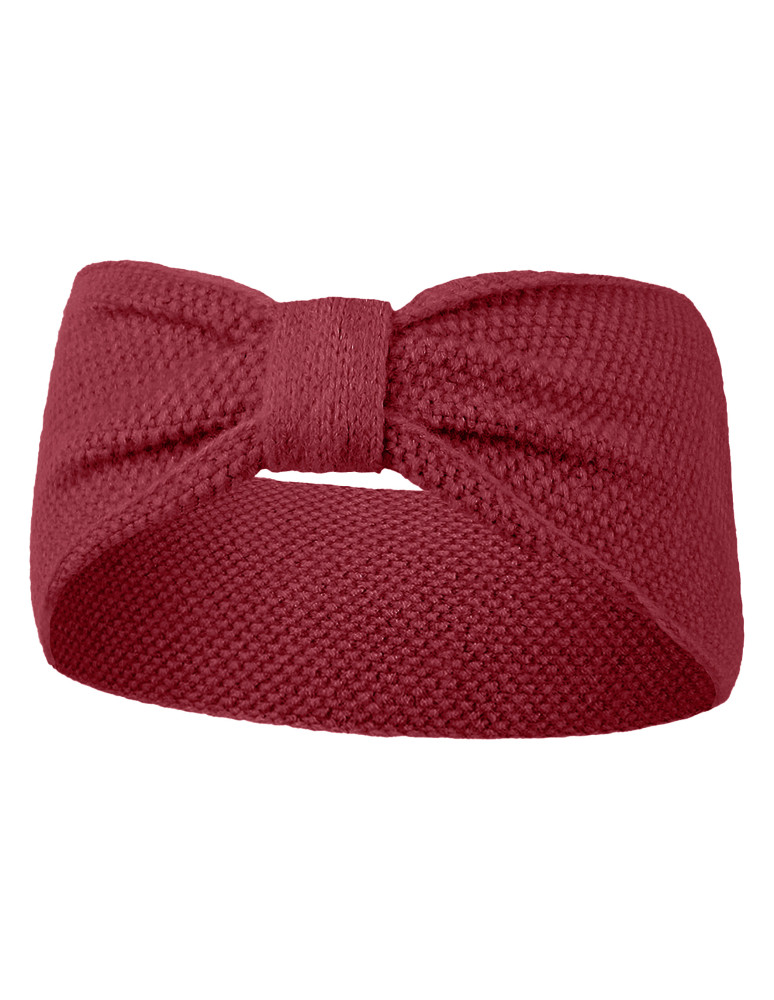 Czapki - Damska dzianinowa opaska na głowe z kokardą BORDOWY - produkt moraj.pl 1