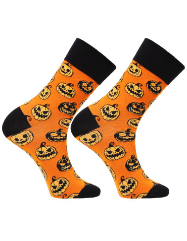 Długie - Skarpety męskie długie z motywem halloweenowym POMARAŃCZOWY - produkt 1