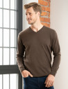 Klasyczny sweter męski bawełniany o prostym kroju Ciemny brązowy