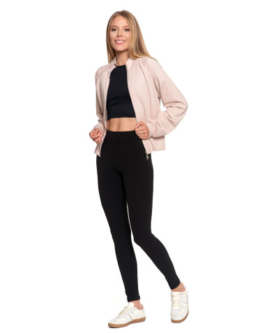 Legginsy - Legginsy damskie prążkowane z wysokim stanem CZARNY - produkt 4