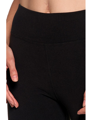 Legginsy - Legginsy damskie prążkowane z wysokim stanem CZARNY - produkt 5