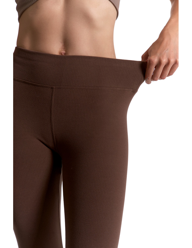 Legginsy - Legginsy damskie prążkowane z wysokim stanem MOKKA - produkt moraj.pl 5