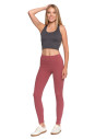 Legginsy damskie prążkowane z wysokim stanem RÓŻOWY