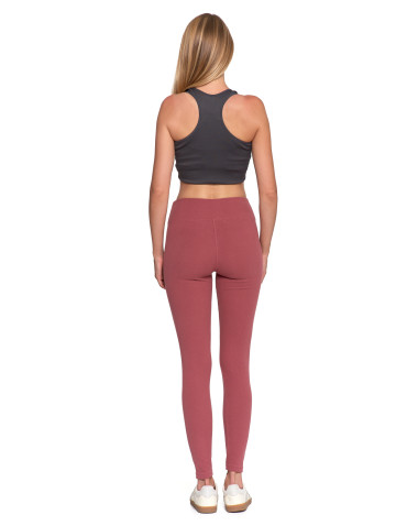 Legginsy - Legginsy damskie prążkowane z wysokim stanem RÓŻOWY - produkt 4