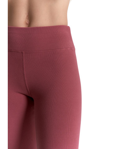Legginsy - Legginsy damskie prążkowane z wysokim stanem RÓŻOWY - produkt 5